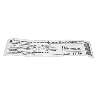 Mopar® - Vehicle Emission Control Information Label