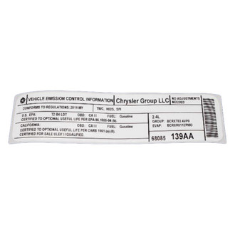 Mopar® - Vehicle Emission Control Information Label