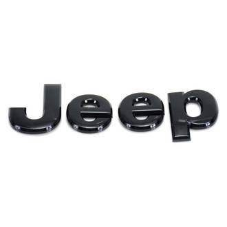 Mopar® - "Jeep" Nameplate Gloss Black Hood Emblem