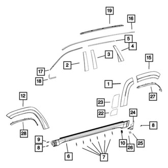 Jeep OE - Front Left Upper Door Reveal Molding