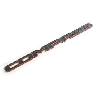Mopar® - "Compass" Nameplate Dark Gray/Red Right Side Front Door Emblem
