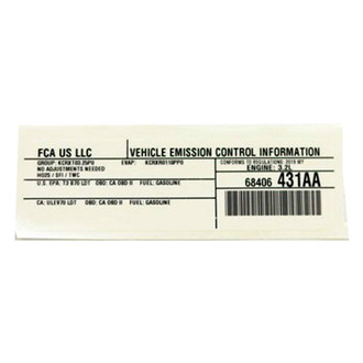 Mopar® - Vehicle Emission Control Information Label US, Canada