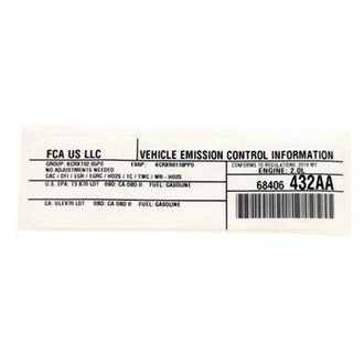 Mopar® - Vehicle Emission Control Information Label US, Canada