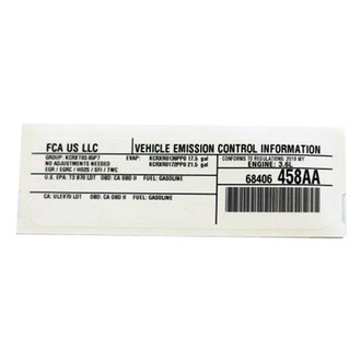 Mopar® - Vehicle Emission Control Information Label