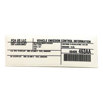 Mopar® - Vehicle Emission Control Information Label