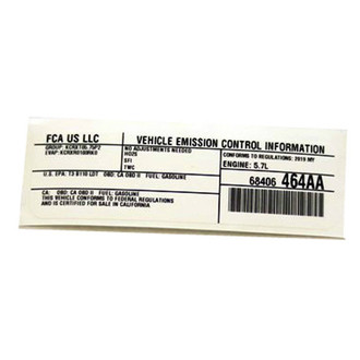Mopar® - Vehicle Emission Control Information Label