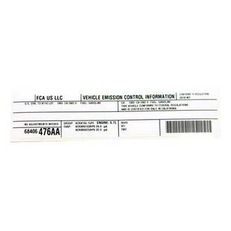 Mopar® - Vehicle Emission Control Information Label US, Canada