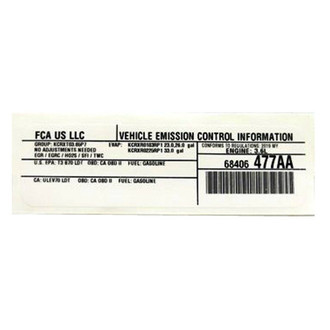 Mopar® - Vehicle Emission Control Information Label US, Canada