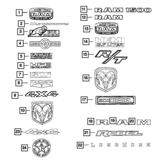 Mopar® - "RAM 1500" Nameplate Right Side Front Door Emblem