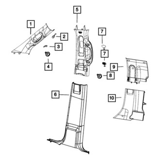 Ram OE - Right Upper Door Pillar Post Trim Set