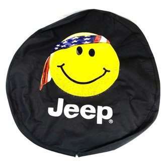 Mopar® - 32" Premium Black Spare Tire Cover with Smiley Face with Bandana