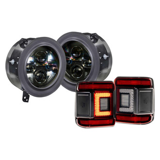 Morimoto® - Sealed7™ 2.0 7" Round Driver and Passenger Side Switchback DRL Bar Projector Bi-LED Headlight Kits with Red Tail Lights