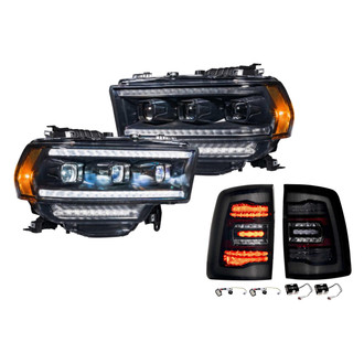 Morimoto® - XB™ Driver and Passenger Side Gloss Black Sequential DRL Bar Projector LED Headlight Kits with Smoke Tail Lights