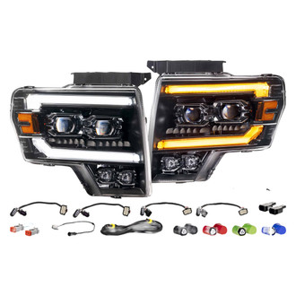 Morimoto® - XB™ Evo Driver and Passenger Side Black Sequential DRL Bar Projector LED Headlights
