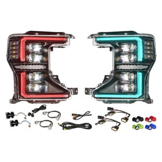 Morimoto® - XRGB™ Evo Driver and Passenger Side Black Projector LED Headlights with LED RGB DRL and Sequential Turn Signal