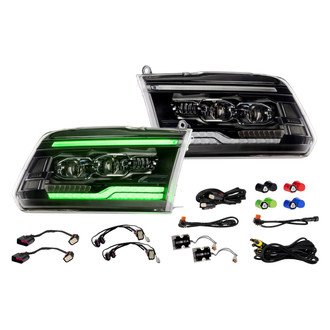 Morimoto® - XRGB™ Evo Driver and Passenger Side Black Projector LED Headlights with LED RGB DRL and Sequential Turn Signal
