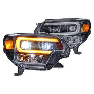 Morimoto® - XB™ Hybrid Driver and Passenger Side Gloss Graphite DRL Bar Projector LED Headlights