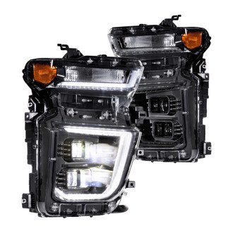 Morimoto® - XB™ Hybrid Driver and Passenger Side Gloss Black DRL Bar Projector LED Headlights