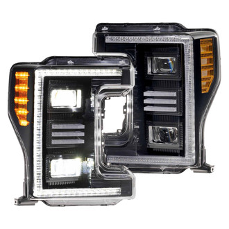 Morimoto® - XB™ Hybrid Driver and Passenger Side Black DRL Bar Projector LED Headlights