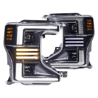 Morimoto® - XB™ Hybrid Driver and Passenger Side Black DRL Bar Projector LED Headlights