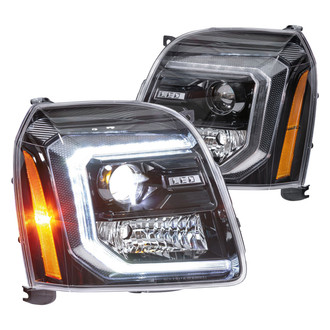 Morimoto® - XB™ Hybrid Driver and Passenger Side Gloss Black DRL Bar Projector LED Headlights
