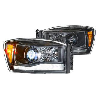 Morimoto® - XB™ Hybrid Driver and Passenger Side Black DRL Bar Projector LED Headlights
