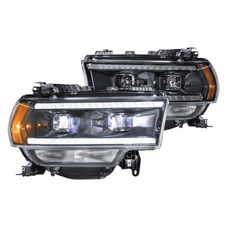 Morimoto® - XB™ Hybrid Driver and Passenger Side Black DRL Bar Projector LED Headlights