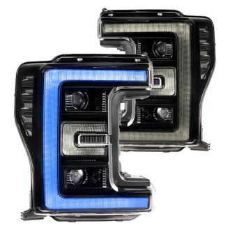 Morimoto® - XRGB Driver and Passenger Side Gloss Black Projector LED Headlights with LED RGB DRL