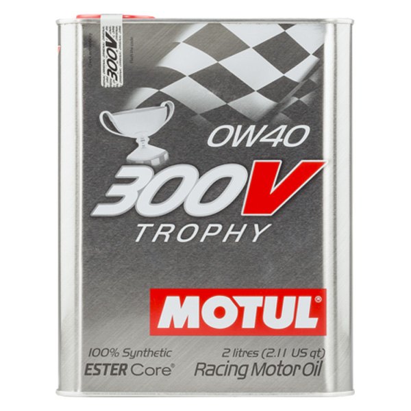 Motul USA® - 300V Trophy Racing SAE 0W-40 Synthetic Motor Oil, 2 Liters (2.11 Quarts)