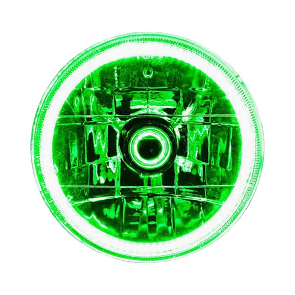 Mr. Mustang® - Oracle Lighting™ 5 3/4" Round Chrome Crystal Headlight with Green SMD Halo Preinstalled