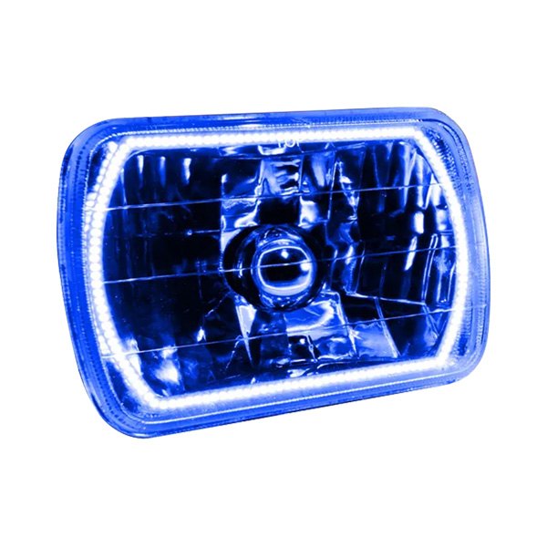 Mr. Mustang® - Oracle Lighting™ 7x6" Rectangular Chrome Crystal Headlight with Blue SMD Halo Preinstalled