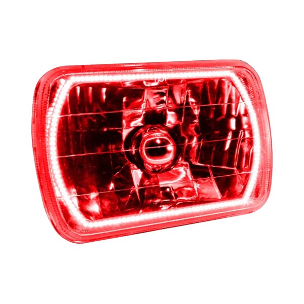 Mr. Mustang® - Oracle Lighting™ 7x6" Rectangular Chrome Crystal Headlight with Red SMD Halo Preinstalled