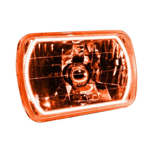 Mr. Mustang® - Oracle Lighting™ 7x6" Rectangular Chrome Crystal Headlight with Amber SMD Halo Preinstalled