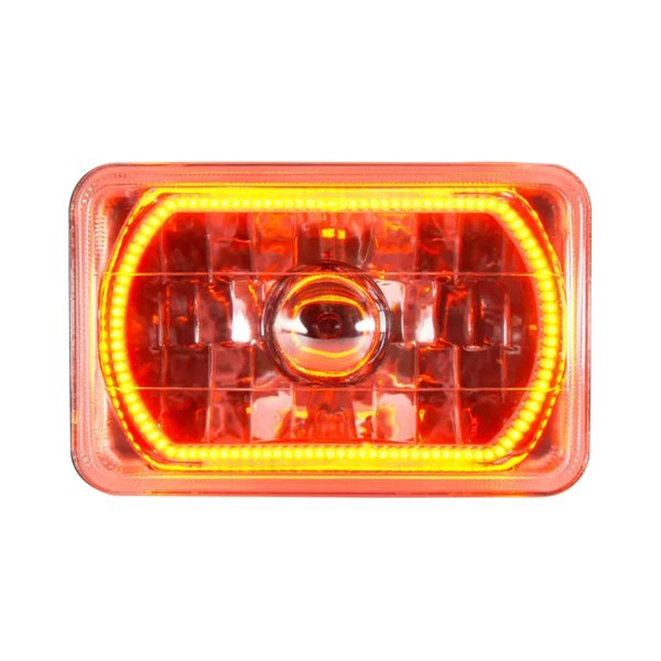 Mr. Mustang® - Oracle Lighting™ 4x6" Rectangular Chrome Crystal Headlight with Amber SMD Halo Preinstalled
