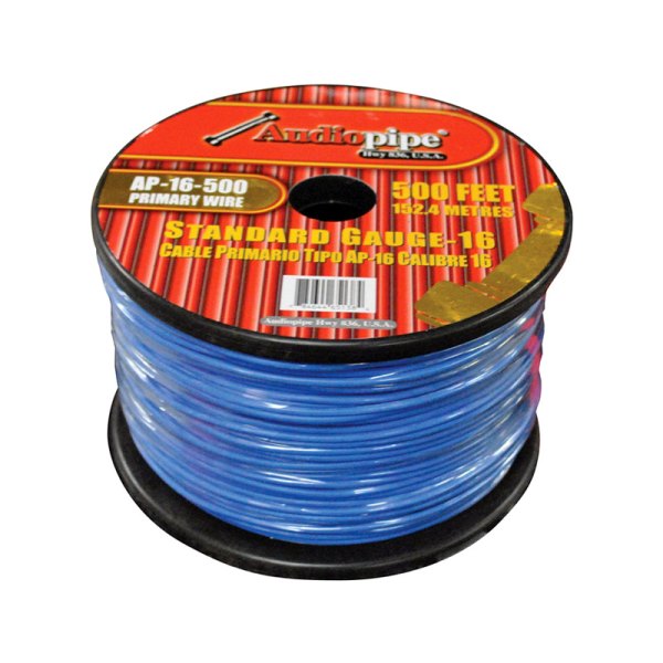 Audiopipe® - 16 AWG Single 500' Blue Stranded TWP Primary Wire