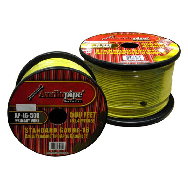 Audiopipe® - 16 AWG Single 500' Yellow Stranded TWP Primary Wire