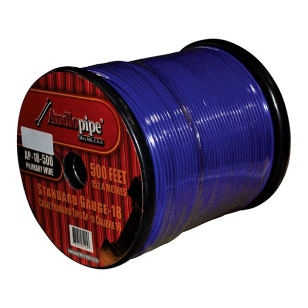 Audiopipe® - 18 AWG Single 500' Blue Stranded TWP Primary Wire