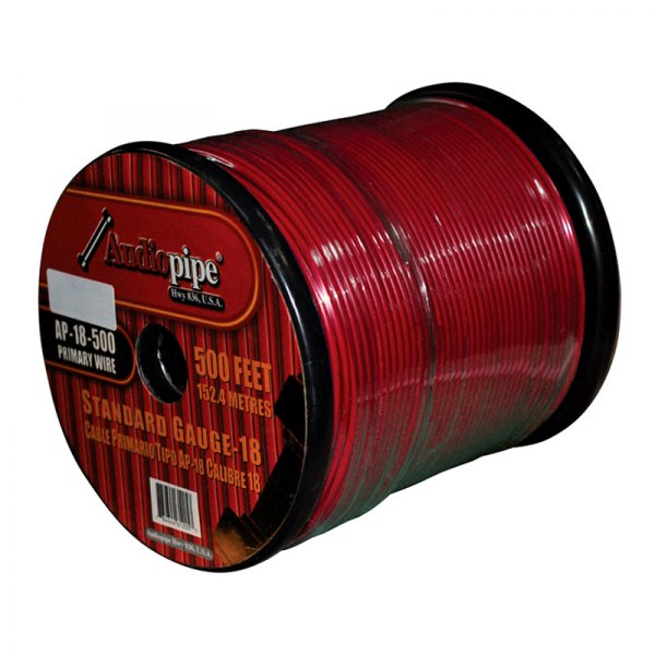 Audiopipe® - 18 AWG Single 500' Red Stranded TWP Primary Wire
