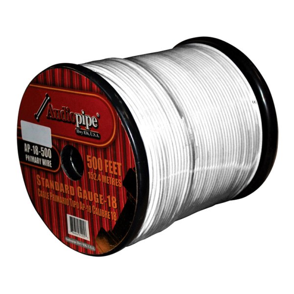Audiopipe® - 18 AWG Single 500' White Stranded TWP Primary Wire