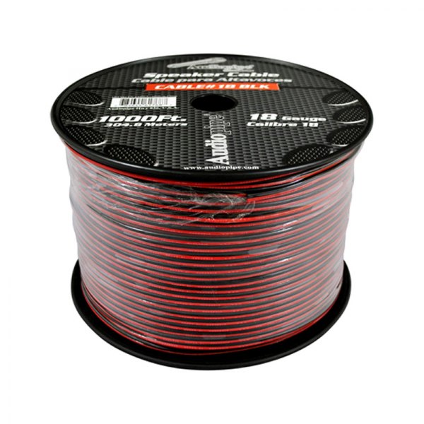Audiopipe® - 18 AWG 2-Way 1000' Black/Red Stranded GPT Speaker Wire