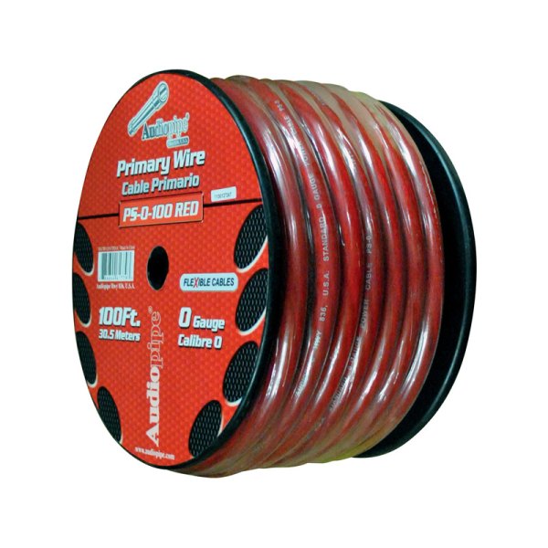 Audiopipe® - Flexible Series 1/0 AWG Single 100' Red Stranded GPT Primary Wire