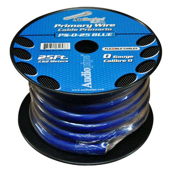 Audiopipe® - Flexible Series 1/0 AWG Single 25' Blue Stranded GPT Primary Wire
