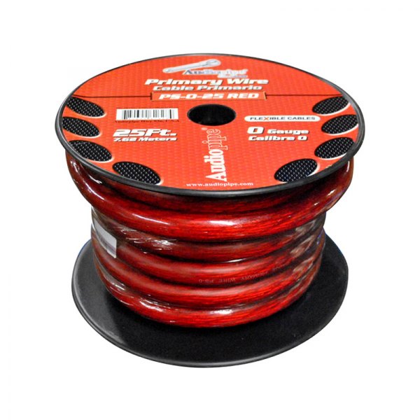 Audiopipe® - Flexible Series 1/0 AWG Single 25' Red Stranded GPT Primary Wire
