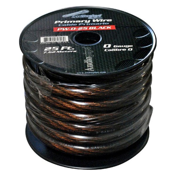 Audiopipe® - 1/0 AWG Single 25' Black Stranded GPT Primary Wire