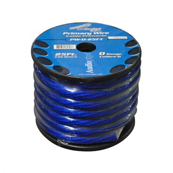 Audiopipe® - 1/0 AWG Single 25' Blue Stranded GPT Primary Wire