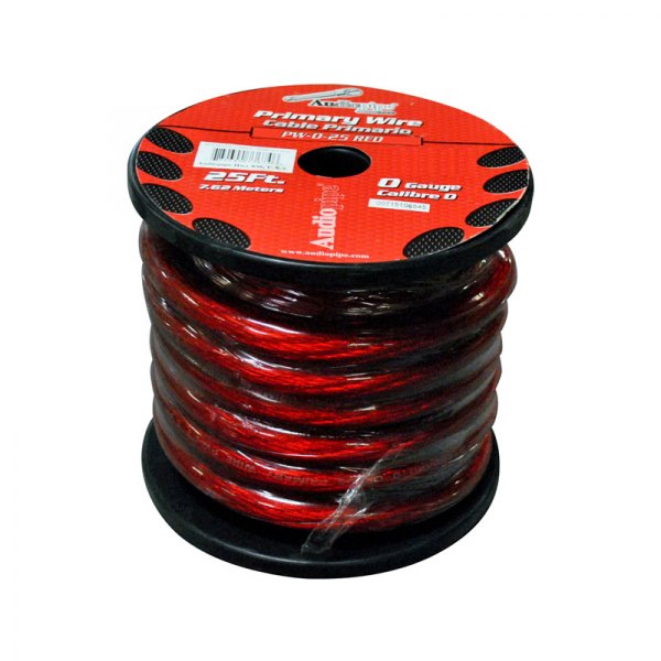 Audiopipe® - 1/0 AWG Single 25' Red Stranded GPT Primary Wire
