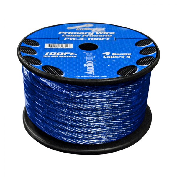 Audiopipe® - 4 AWG Single 100' Blue Stranded GPT Primary Wire