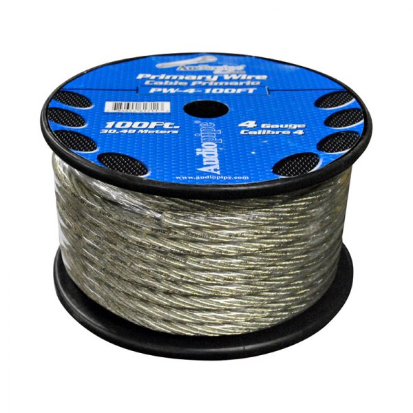 Audiopipe® - 4 AWG Single 100' Gray Stranded GPT Primary Wire
