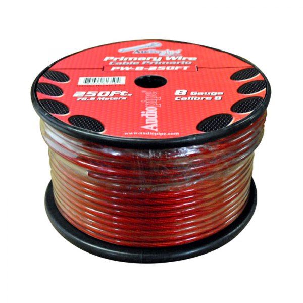 Audiopipe® - 8 AWG Single 250' Red Stranded GPT Primary Wire