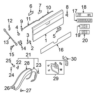Nissan OE - Pick Up Box - Exterior Trim (Crew Cab, Short Bed), (56.3" Bed Crew Cab)